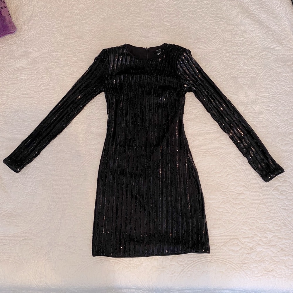Sequin mini black dress